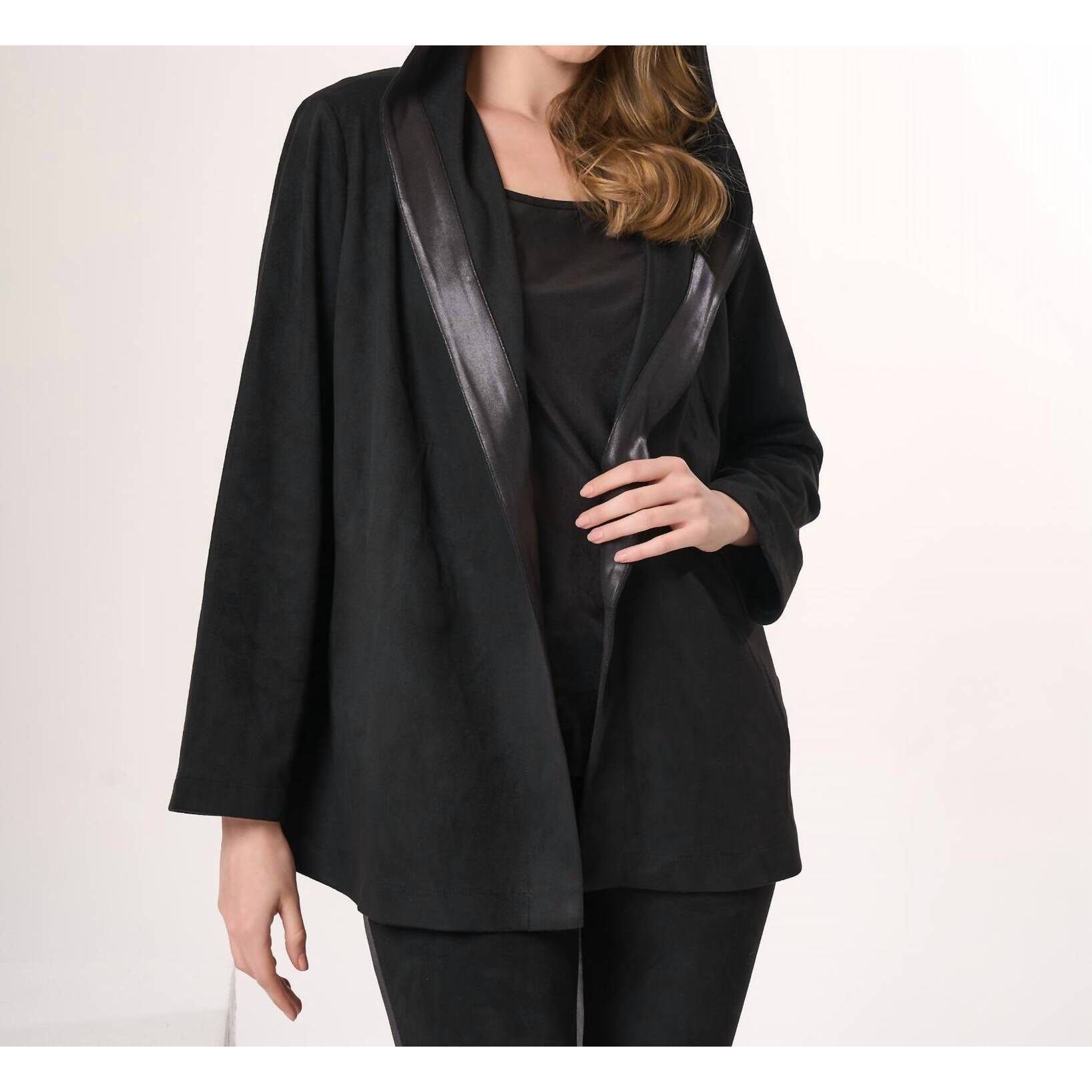 New Angel Vegan Leather Suede Jacket With Leather Trim In Black